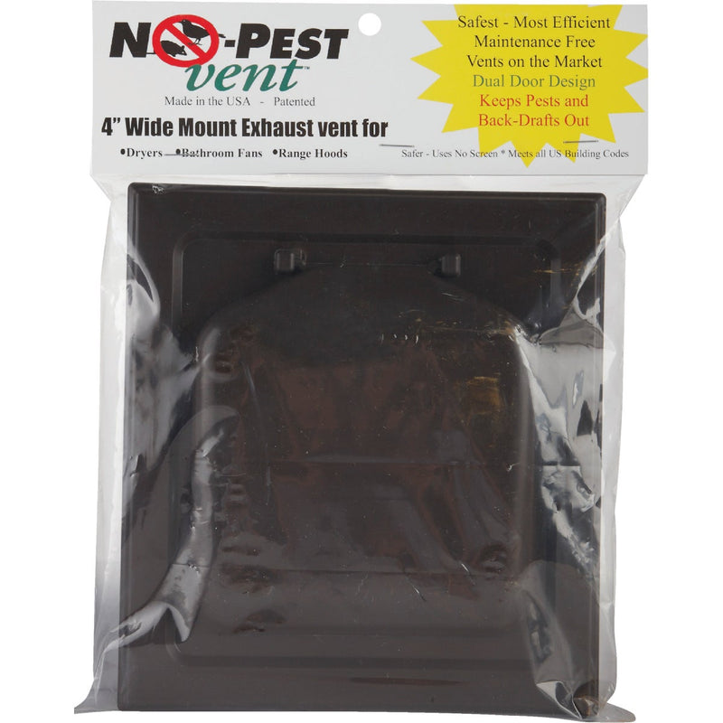 No-Pest 4 In. Brown Plastic Wide Mount Dryer Vent Hood