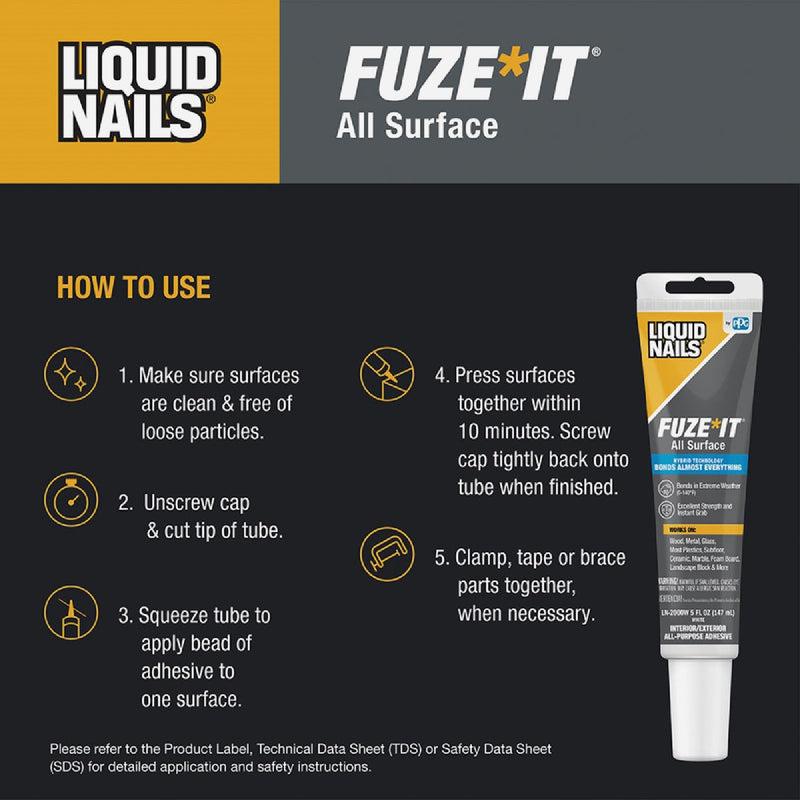 Liquid Nails Fuze-It 5 Oz. All Surface Construction Adhesive