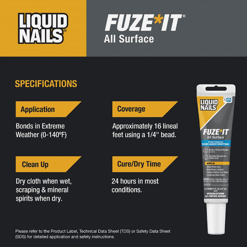 Liquid Nails Fuze-It 5 Oz. All Surface Construction Adhesive