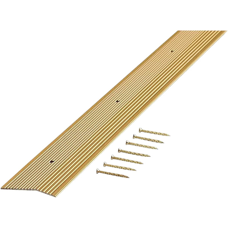 M-D Satin Brass Fluted 1-3/8 In. x 3 Ft. Aluminum Carpet Trim Bar, Wide