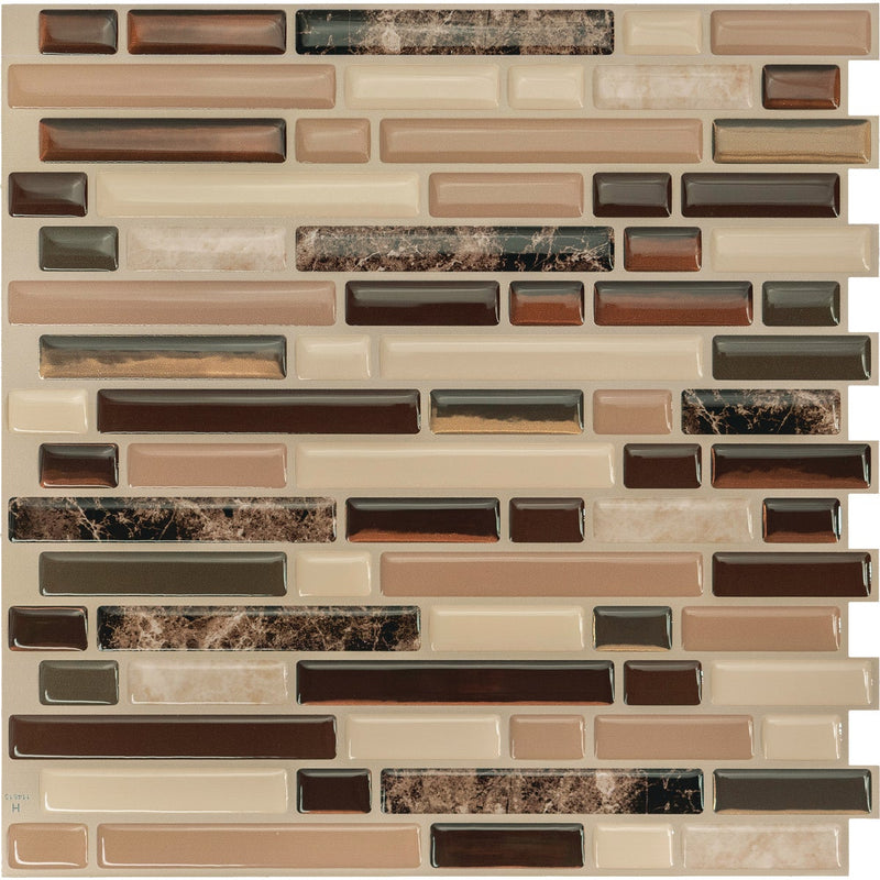 Smart Tiles Approx. 10 In. x 10 In. Glass-Like Vinyl Backsplash Peel & Stick, Bellagio Keystone Mosaic (4-Pack)