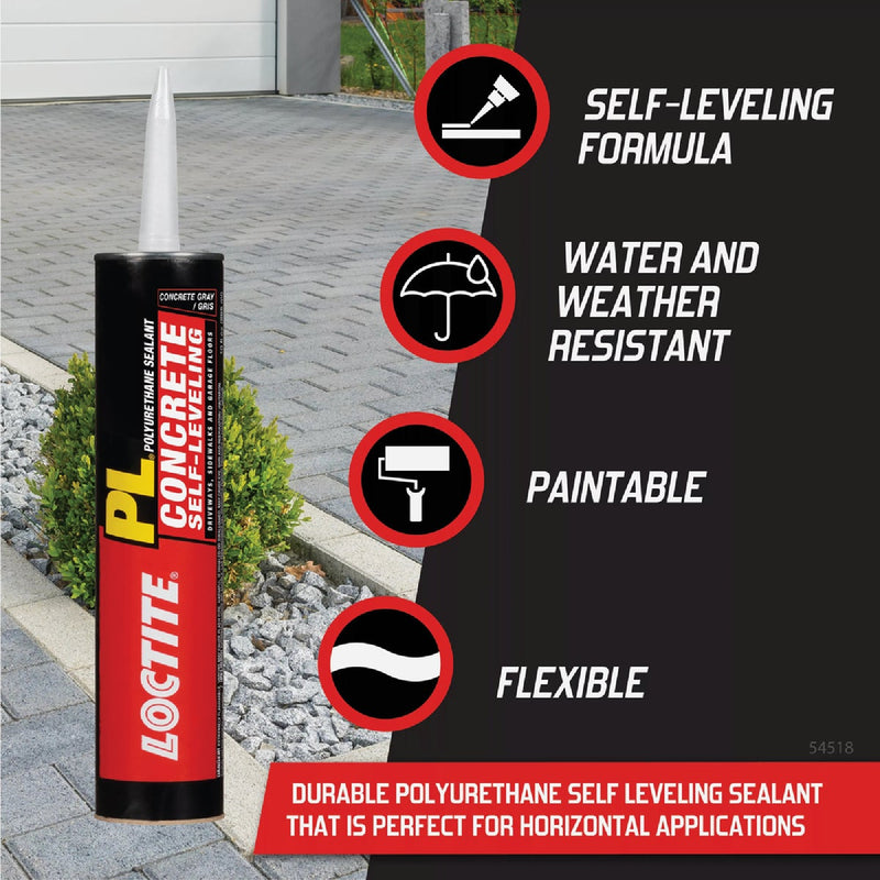 Loctite Pl Self-Leveling Sealant 10 Oz Limestone Gray Concrete Sealant