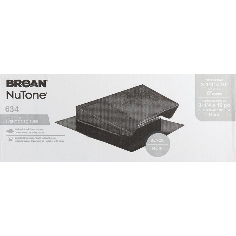 Broan-Nutone 8 In. Black Steel Back Draft Damper Roof Vent Cap