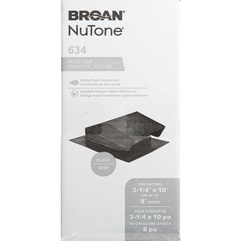 Broan-Nutone 8 In. Black Steel Back Draft Damper Roof Vent Cap