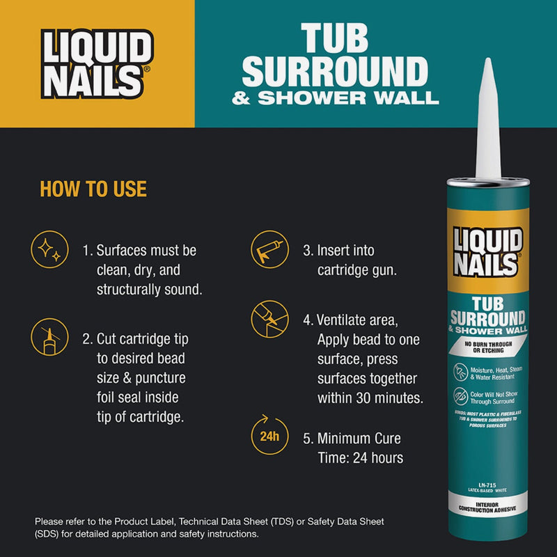 Liquid Nails VOC 10 Oz. Tub Surround & Shower Wall Adhesive