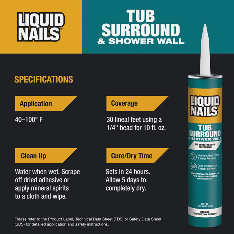 Liquid Nails VOC 10 Oz. Tub Surround & Shower Wall Adhesive