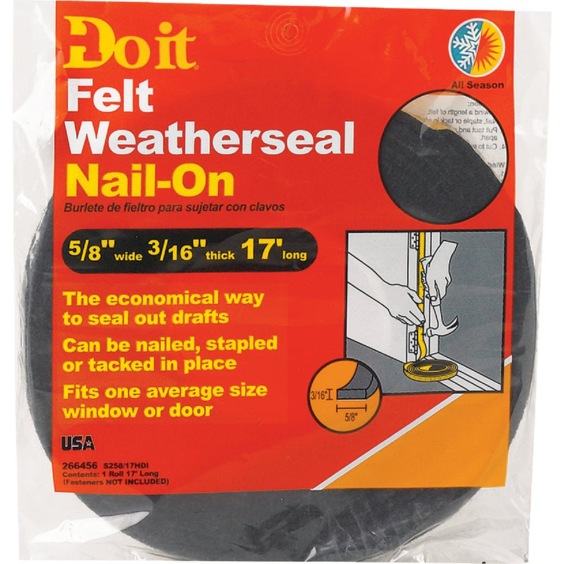 Do it Gray 5/8 In. x 3/16 In. x 17 Ft. Felt Weatherstrip