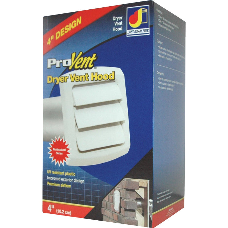 Dundas Jafine ProVent 4 In. White Louvered Dryer Vent Hood