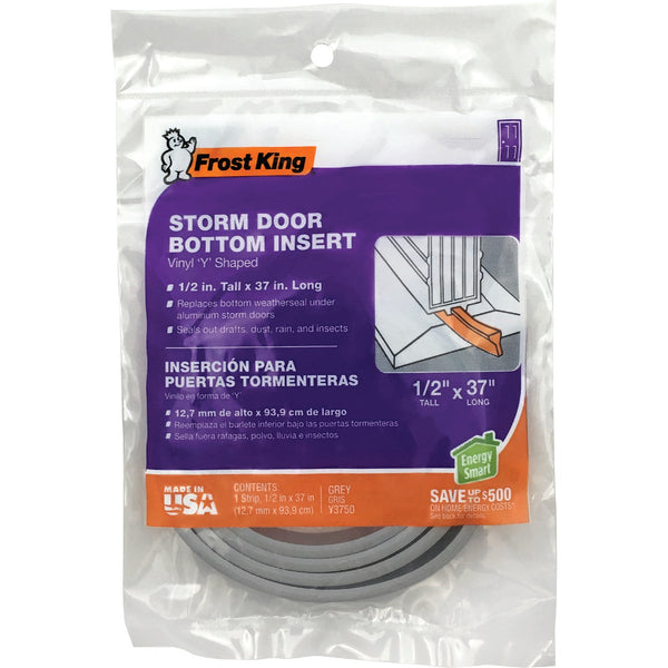 Frost King 0.5 In. W. x 0.5 In. H. x 37 In. L. Gray Vinyl Y-Shaped Door Bottom