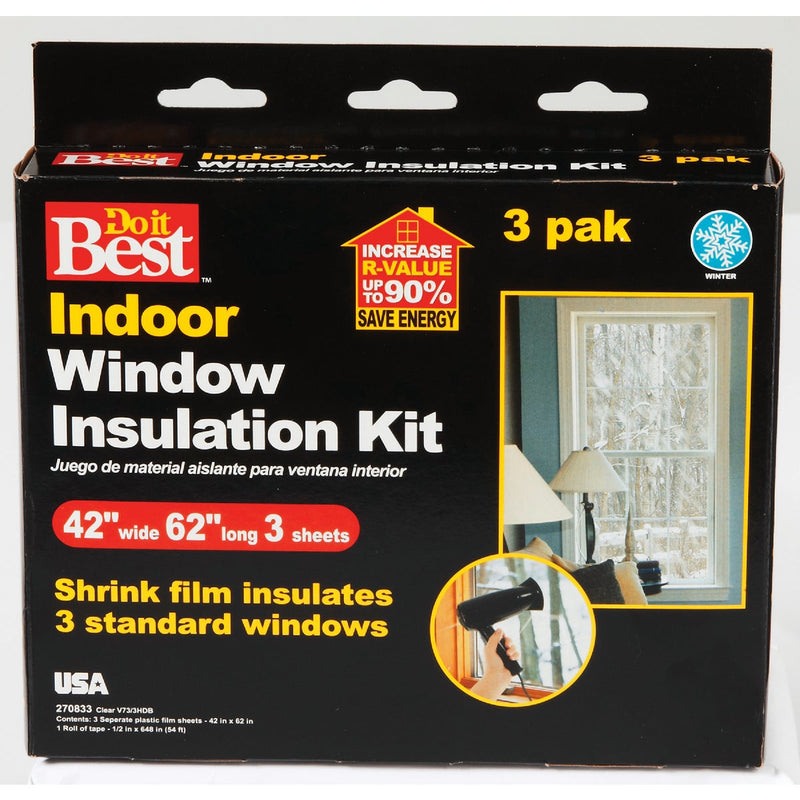 Do it Best 42 In. x 62 In. Indoor Shrink Film Window Kit, (3-Pack)
