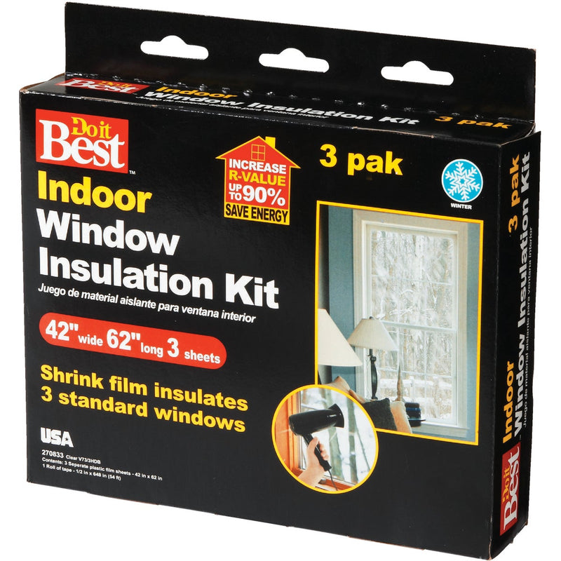 Do it Best 42 In. x 62 In. Indoor Shrink Film Window Kit, (3-Pack)