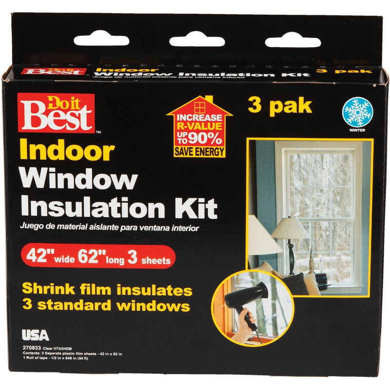 Do it Best 42 In. x 62 In. Indoor Shrink Film Window Kit, (3-Pack)