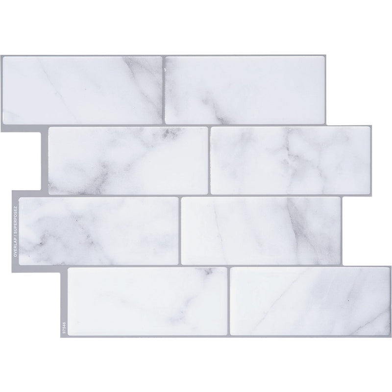 Smart Tiles Approx. 9 In. x 11 In.. Glass-Like Vinyl Backsplash Peel & Stick, Metro Carrera Mosaic (4-Pack)