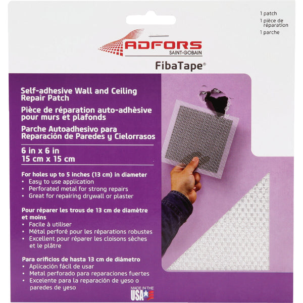 FibaTape 6 In. x 6 In. Wall & Ceiling Self-Adhesive Drywall Patch