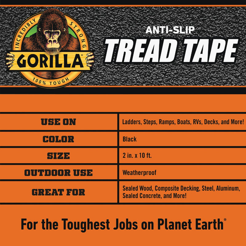 Gorilla 2 In. x 10 Ft. Black Anti-Slip Tread Tape Roll