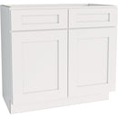 CraftMark Plymouth Shaker 36 In. W x 24 In. D x 34.5 In. H Ready To Assemble White Sink Base Kitchen Cabinet
