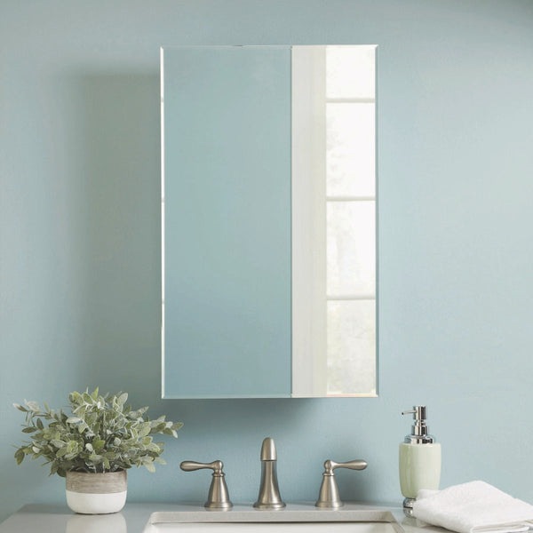 Zenith Zenna Home 16 In. W. x 26 In. H. x 4.5 In. D. Single Mirror Surface/Recess Mount Frameless Beveled Medicine Cabinet