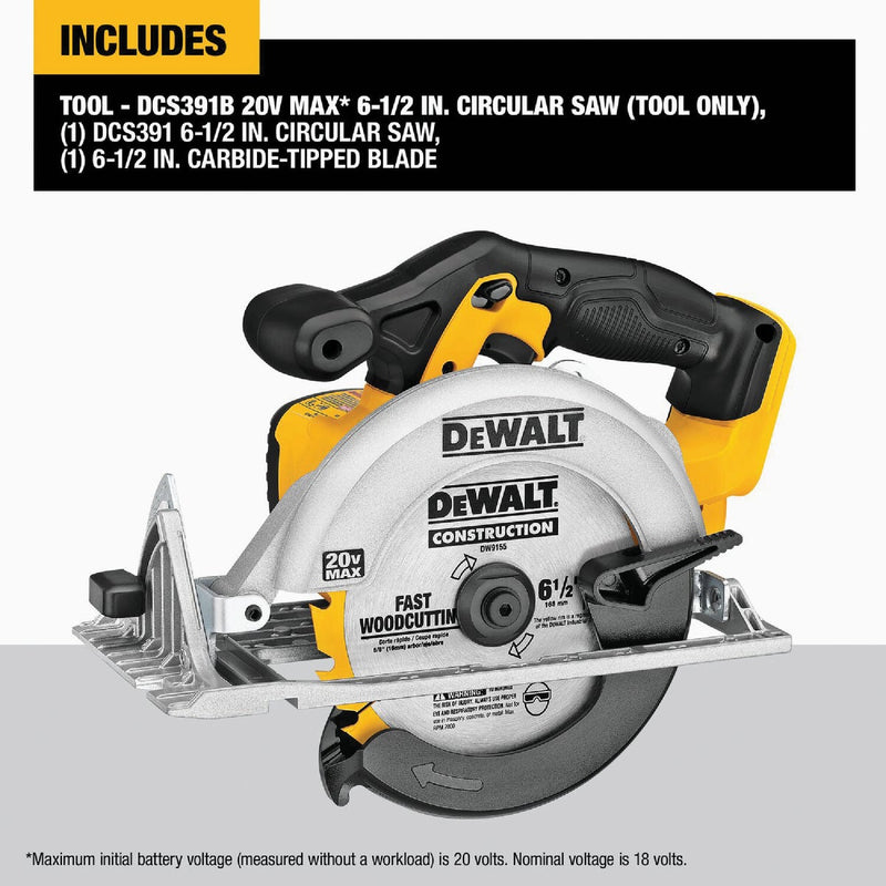 DEWALT 20V MAX 6-1/2 In. Cordless Circular Saw (Tool Only)