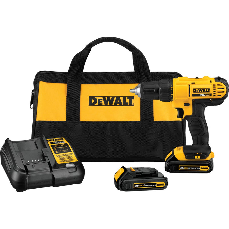 DEWALT 20V MAX 1/2 In. Cordless Drill/Driver Kit with (2) 1.3 Ah Batteries & Charger