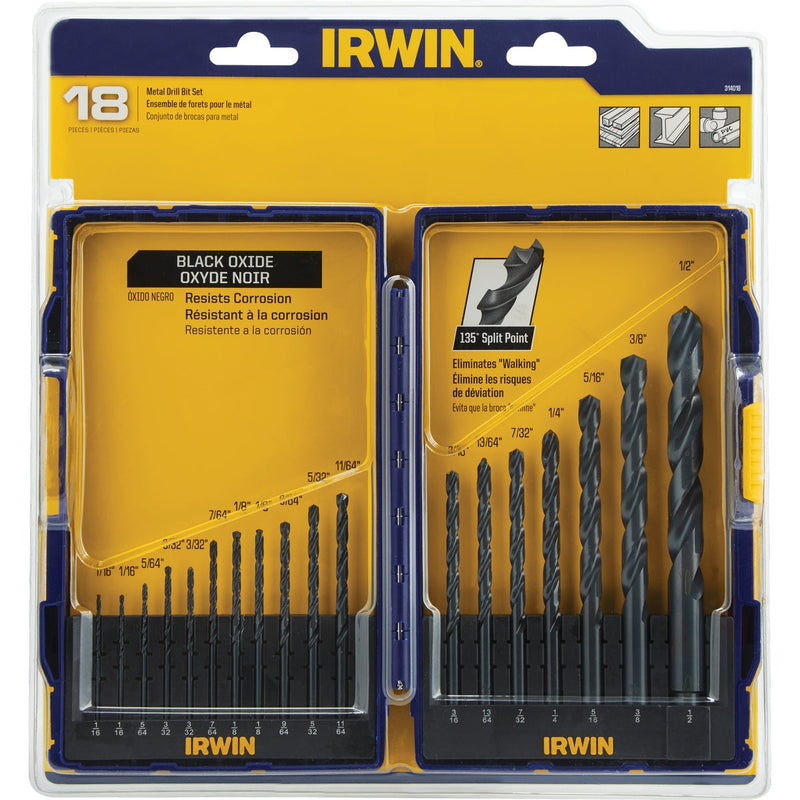 Irwin 18-Piece Black Oxide Drill Bit Set