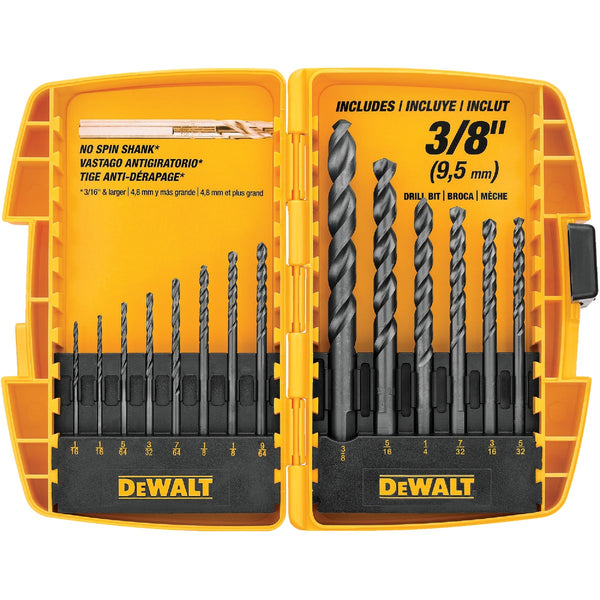 DEWALT 14-Piece Black Oxide Drill Bit Set, 1/16 In. thru 3/8 In.