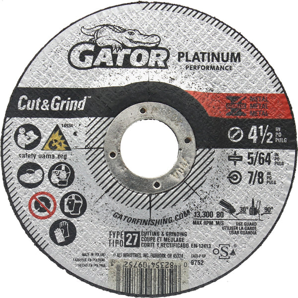 Gator Blade Type 27 4-1/2 In. x 5/64 In. x 7/8 In. Metal/Stainless Cut-Off Wheel