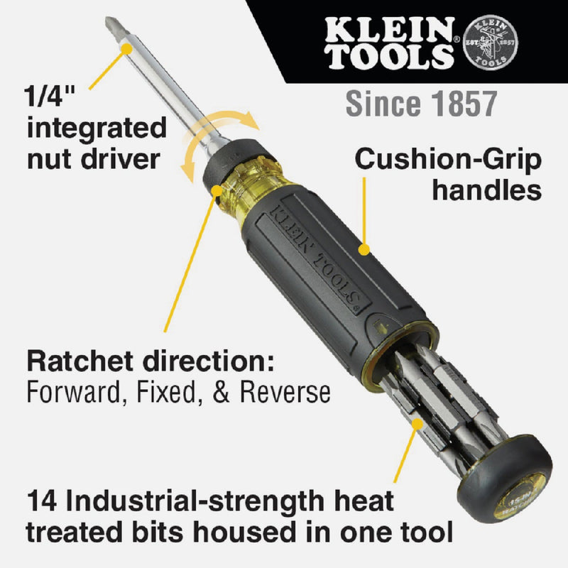 Klein 15-In-1 Multi-Bit  Ratcheting Screwdriver/Nut Driver