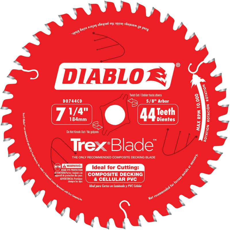 Diablo TrexBlade 7-1/4 In. 44-Tooth Circular Saw Blade for Composites & Plastic
