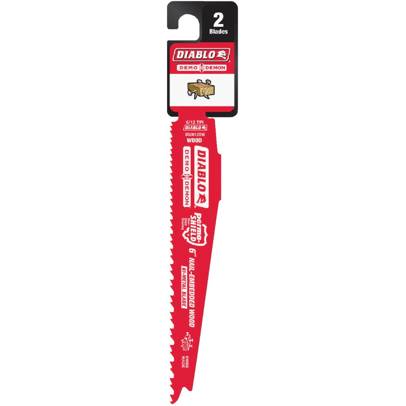 Diablo Demo Demon 6 In. 6/12 TPI Wood w/Nails Reciprocating Saw Blade (2-Pack)