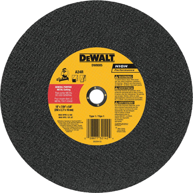 DEWALT HP Type 1 10 In. x 7/64 In. x 5/8 In. Metal Cut-Off Wheel