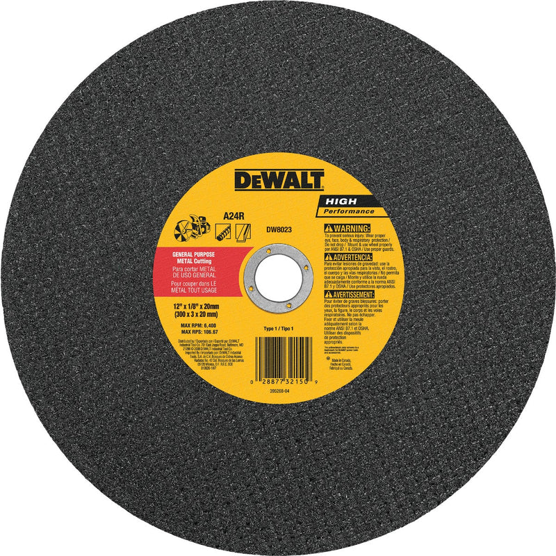 DEWALT HP Type 1 12 In. x 1/8 In. x 20 mm Metal Cut-Off Wheel