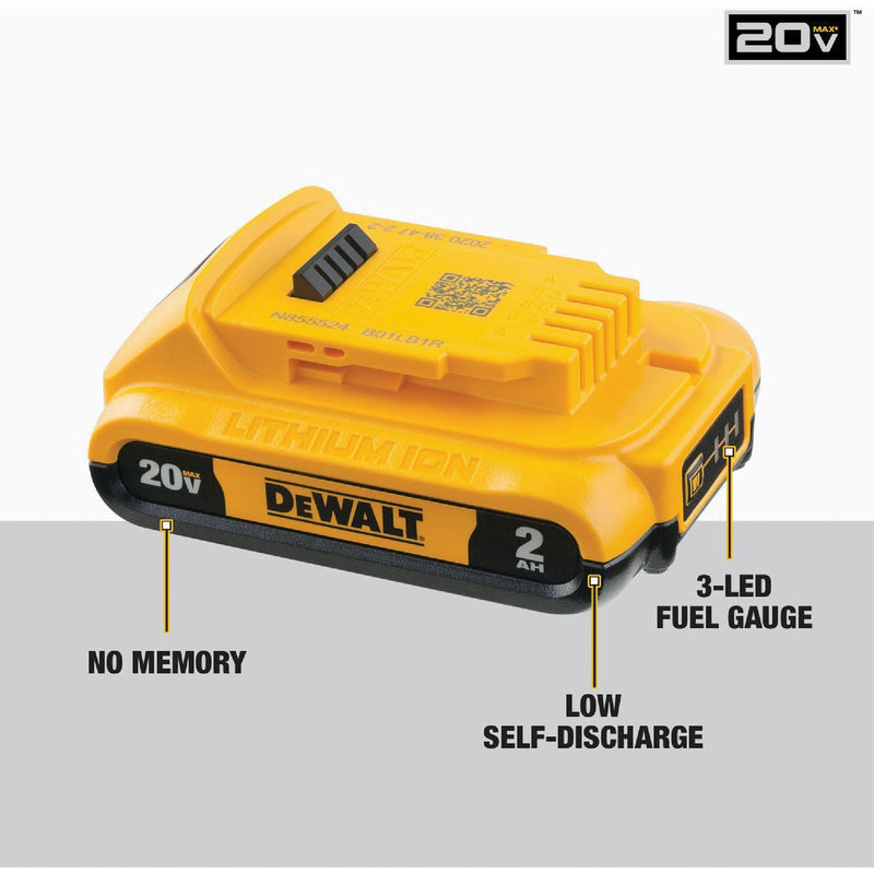 DEWALT 20V MAX Lithium-Ion 2.0 Ah Compact Battery Pack (2-Pack)