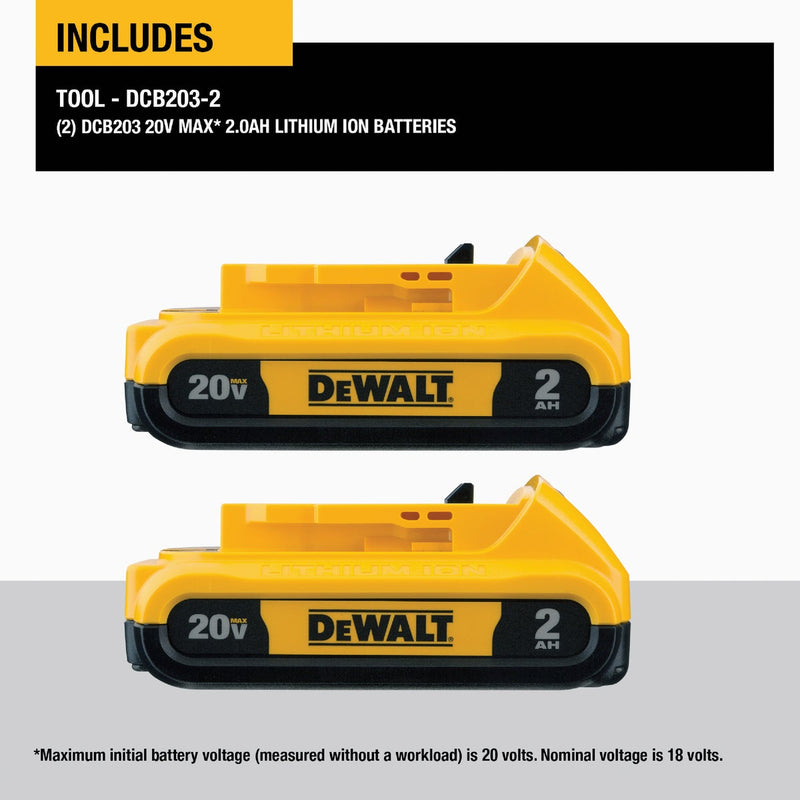 DEWALT 20V MAX Lithium-Ion 2.0 Ah Compact Battery Pack (2-Pack)