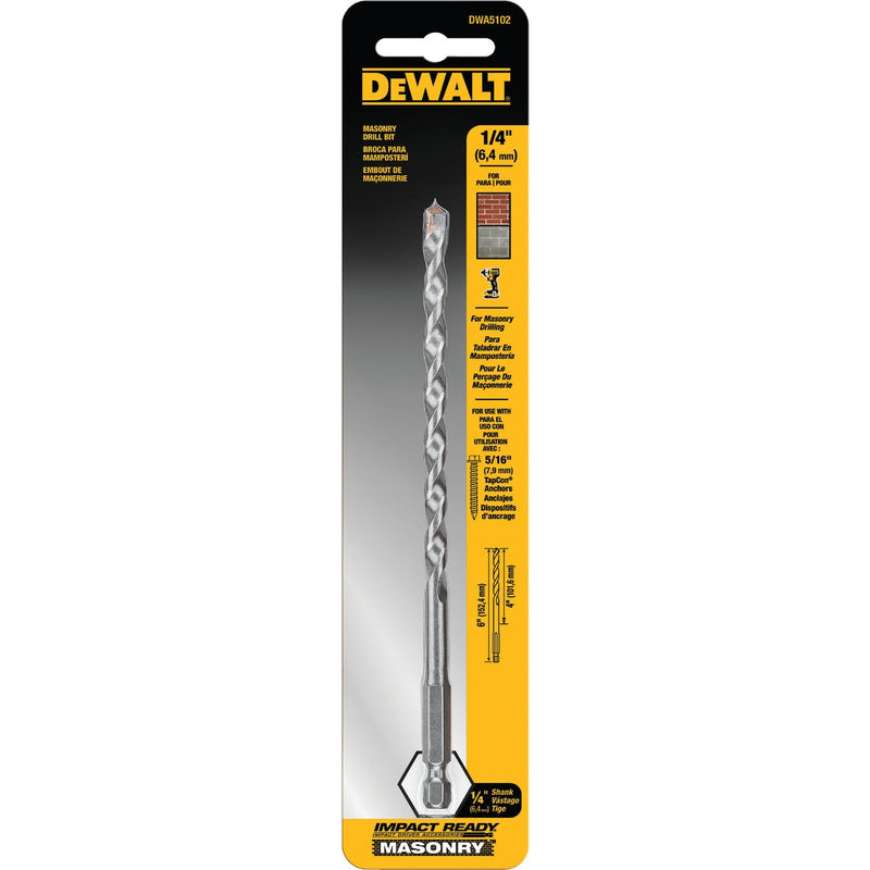 DEWALT 1/4 In. x 4 In. x 6 In. Impact Ready Masonry Drill Bit