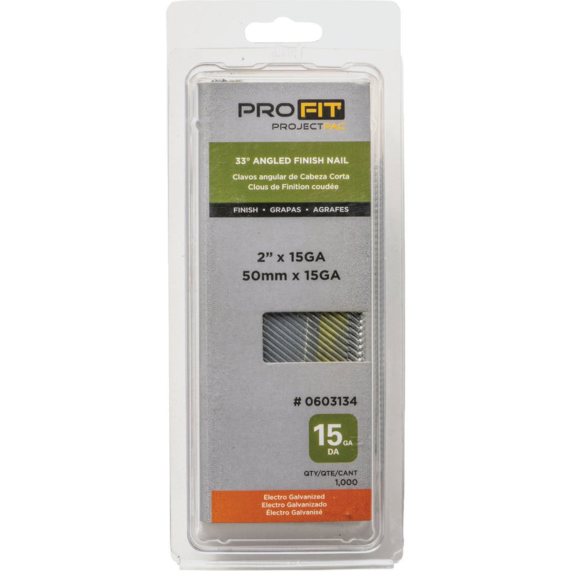 Pro-Fit 2 In. 15 Gauge Electro Galvanized 33 Degree DA-Style Angled Finish Nail (1000 Ct.)