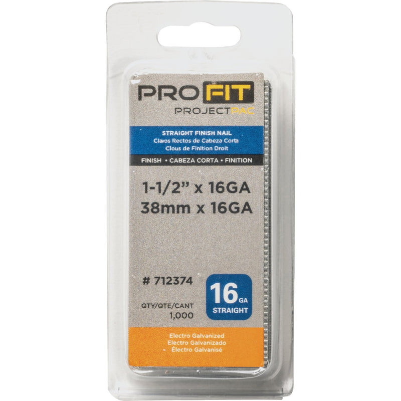 Pro-Fit 1-1/2 In. 16 Gauge Electro Galvanized  Straight Finish Nail (1000 Ct.)