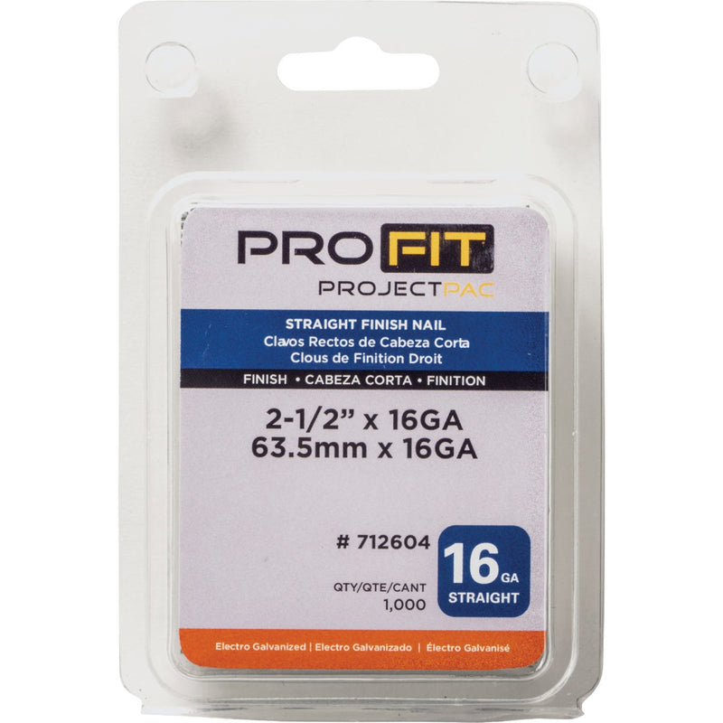 Pro-Fit 2-1/2 In. 16 Gauge Electro Galvanized Straight Finish Nail (1000 Ct.)