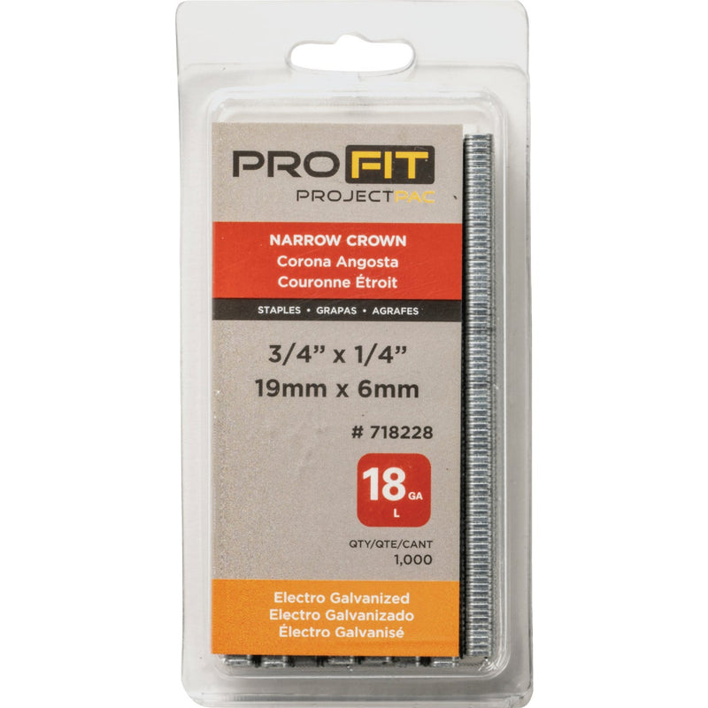 Pro-Fit 1/4 In. x 3/4 In. 18 Gauge Electro Galvanized L-Style Narrow Crown Staple (1000 Ct.)