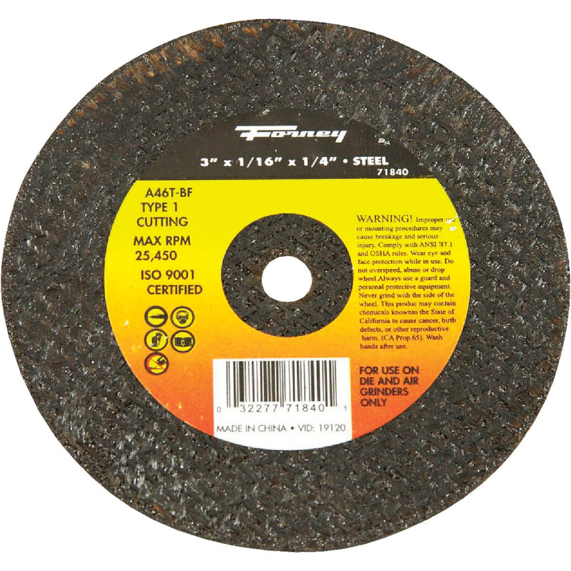 Forney Type 1 3 In. x 1/16 In. x 1/4 In. Steel Cut-Off Wheel