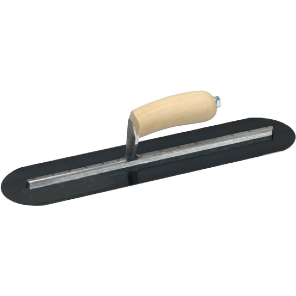 Marshalltown 4 In. x 14 In. Blue Steel Fully Rounded Finishing Trowel with Curved Wood Handle