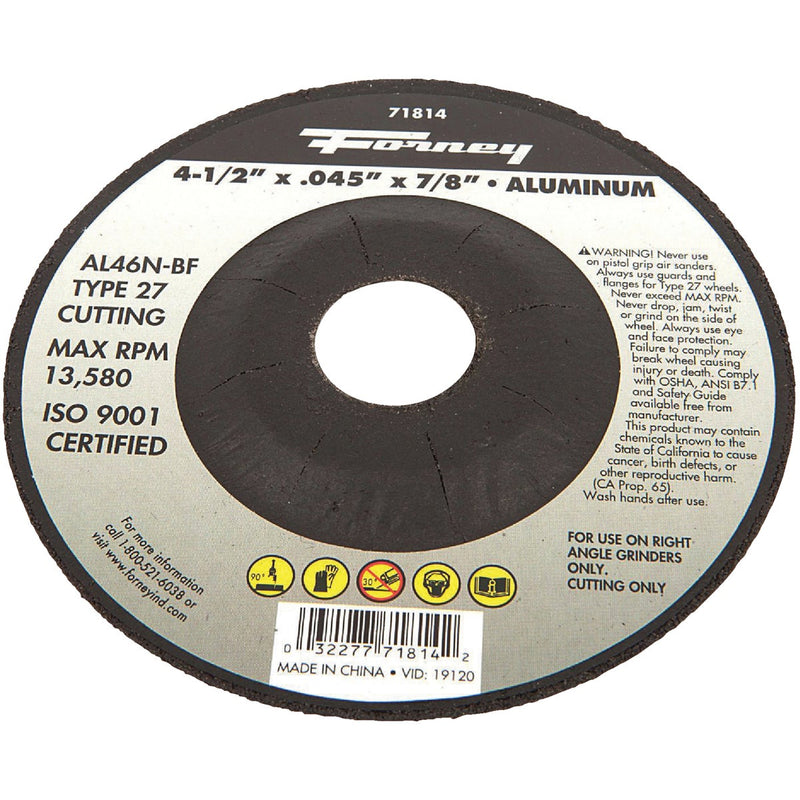 Forney Type 27 4-1/2 In. x 0.045 In. x 7/8 In. Aluminum Cut-Off Wheel