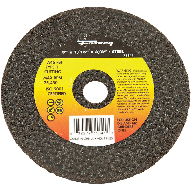 Forney Type 1 3 In. x 1/16 In. x 3/8 In. Steel Cut-Off Wheel