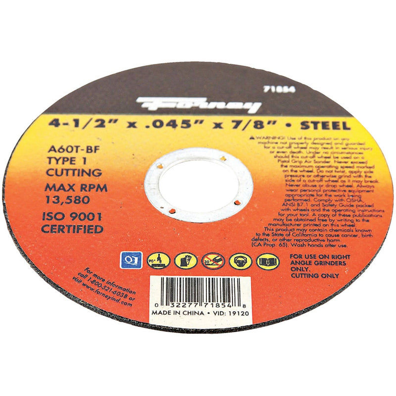 Forney Type 1 4-1/2 In. x 0.045 In. x 7/8 In. Steel Cut-Off Wheel