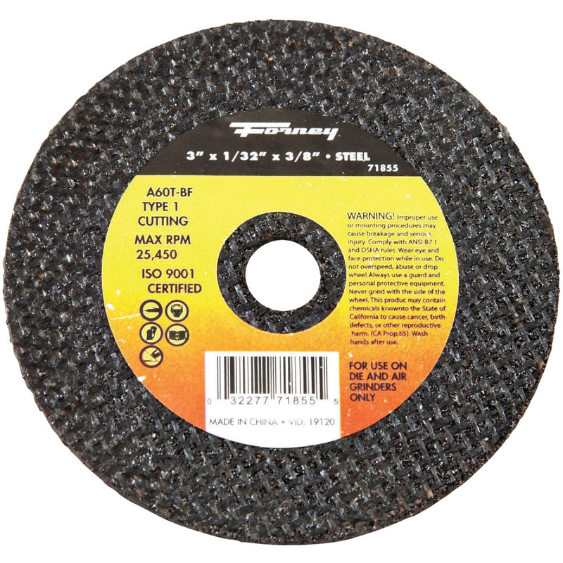 Forney Type 1 3 In. x 1/32 In. x 3/8 In. Steel Cut-Off Wheel