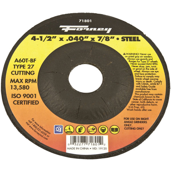 Forney Type 27 4-1/2 In. x 0.040 In. x 7/8 In. Steel Cut-Off Wheel