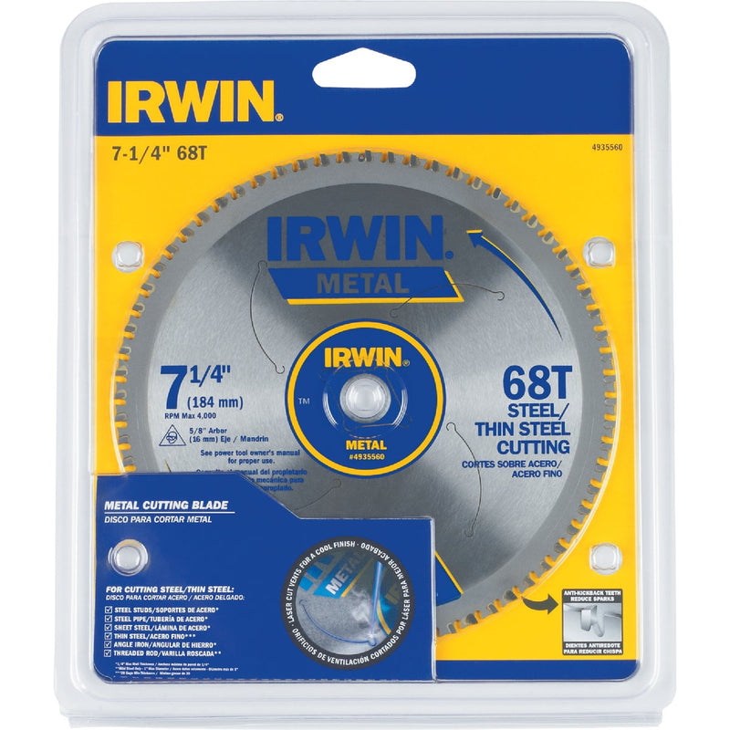 Irwin Metal 7-1/4 In. 68-Tooth Steel Cutting Circular Saw Blade