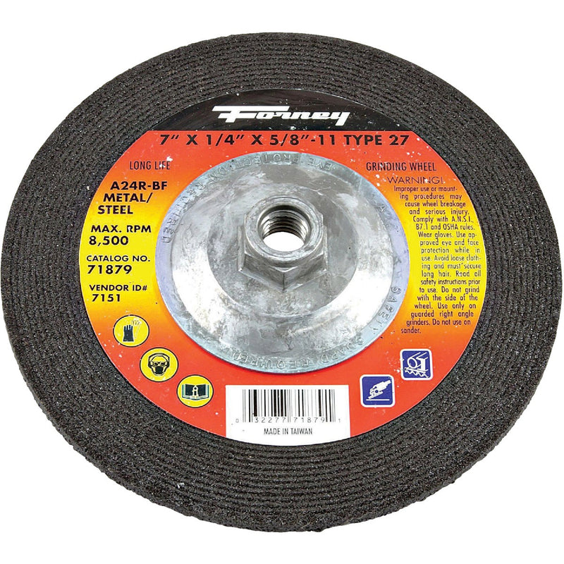 Forney Type 27 7 In. 1/4 In. 5/8 In.-11 Metal/Steel Grinding Cut-Off Wheel