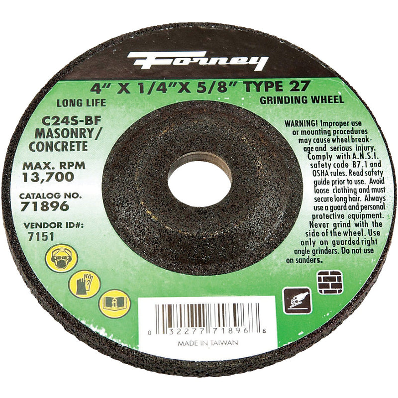 Forney Type 27 4 In. 1x /4 In. x 5/8 In. Masonry Grinding Cut-Off Wheel