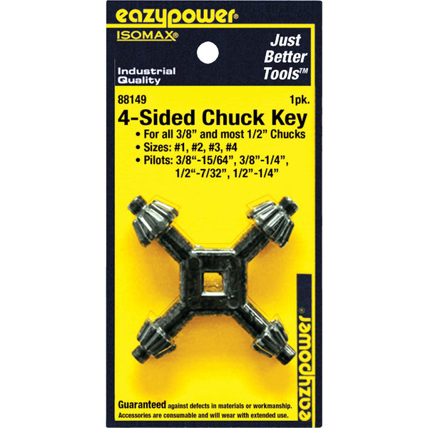 Eazypower 3/8 In. and 1/2 In. 4-Sided Chuck Key with 15/64 In., 1/4 In., 17/64 In. Pilots