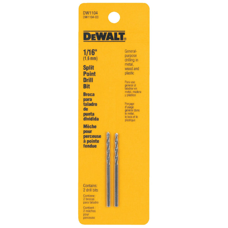 DEWALT 1/16 In. Gold Ferrous Oxide Pilot Point Drill Bit (2-Pack)